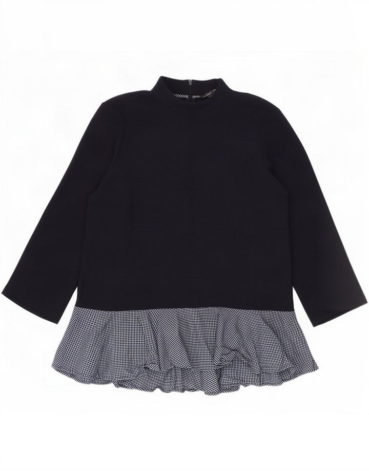 Zara Langærmet Dame Tunika Top UK 16 Large Navy Blue Ternet Polyester