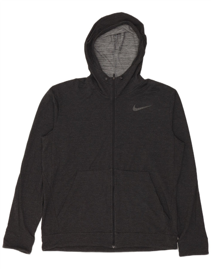Nike Herre Dri Fit Hættetrøje Sweater med lynlås Large Grå Rayon