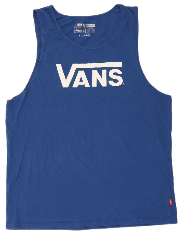 Vans Herre Classic Fit Grafisk T-Shirt Top XL Blå Bomuld