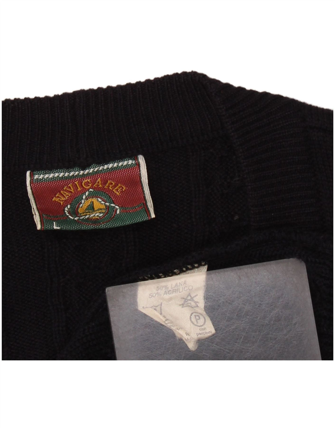 Navigare Cardigan sweater til mænd Stor marineblå uld