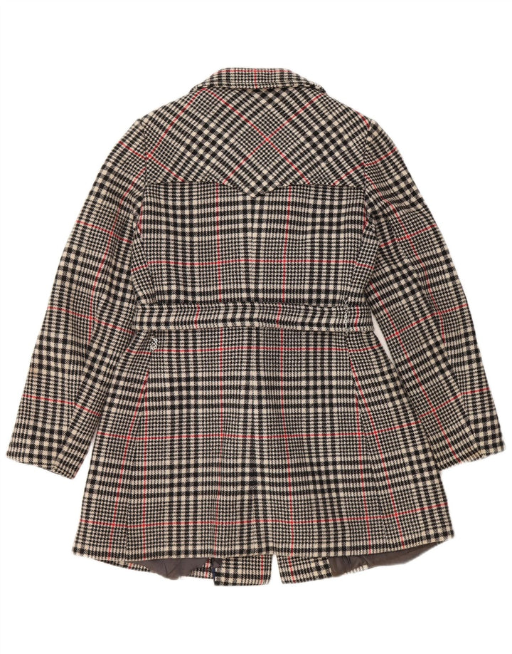 Vintage dobbeltradet trenchcoat til kvinder IT 46, stor grå ternet