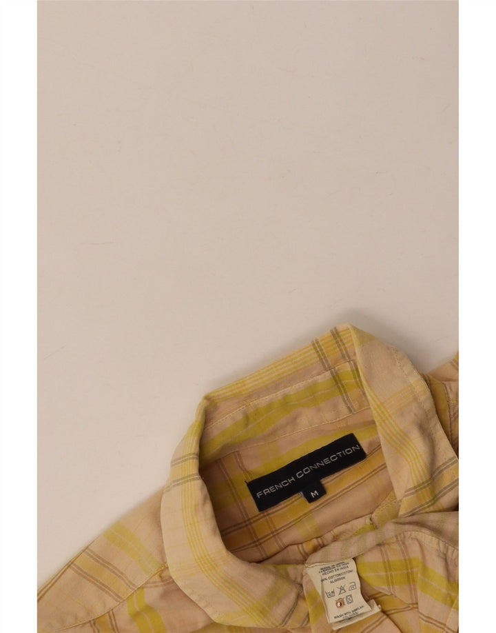 FRENCH CONNECTION Mens Short Sleeve Shirt Medium Beige Check Cotton