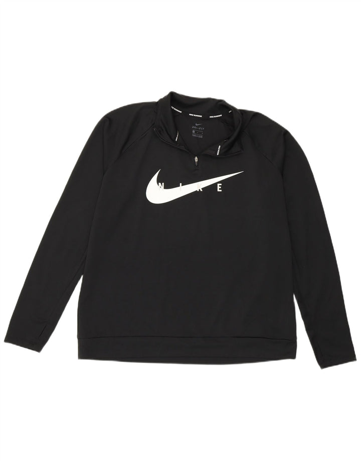 Nike Dame Dri Fit Grafisk Pullover Træningsdragt Top UK 16 Large Sort