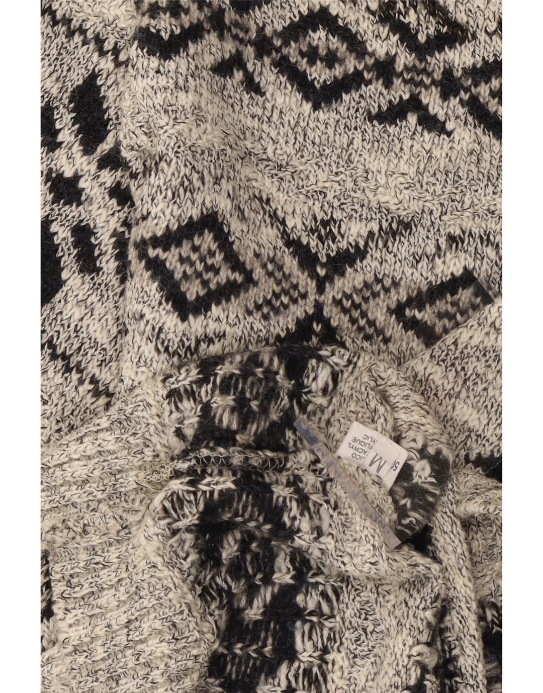 VINTAGE Herre V-hals sweater Medium Grey Fair Isle Wool