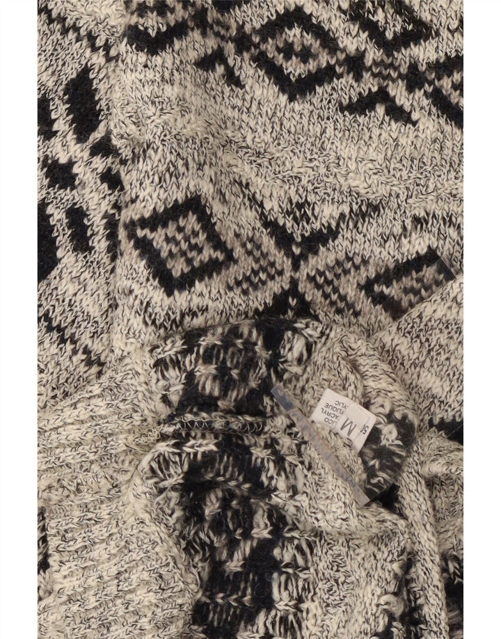 VINTAGE Herre V-hals sweater Medium Grey Fair Isle Wool