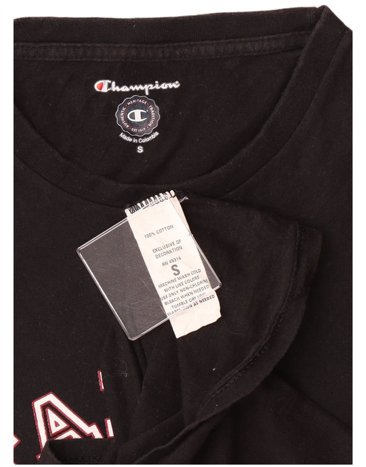 Champion Dame Grafisk T-Shirt Top UK 10 Small Black Bomuld