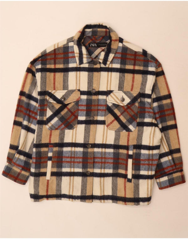 Zara Oversized skovhugger flannelskjorte til kvinder UK 18 XL flerfarvet ternet