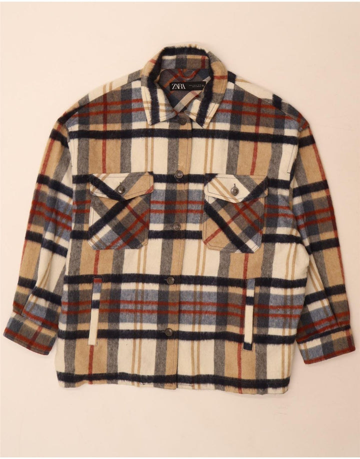 Zara Oversized skovhugger flannelskjorte til kvinder UK 18 XL flerfarvet ternet