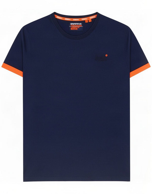 Superdry Herre T-shirt Top Medium Navy Blue Cotton