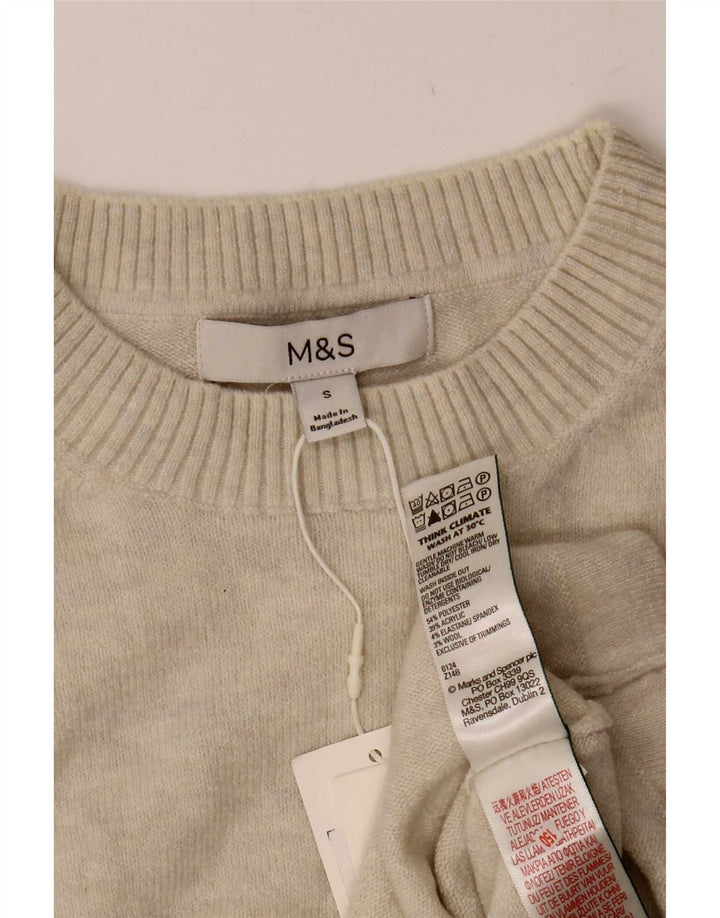 Marks & Spencer Dame Crop Vest Tank Top UK 8 Small Beige Polyester