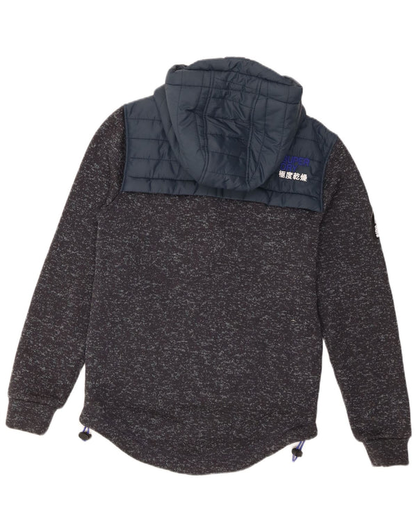 Superdry Hættetrøje med lynlås til mænd, lille grå flækket polyester
