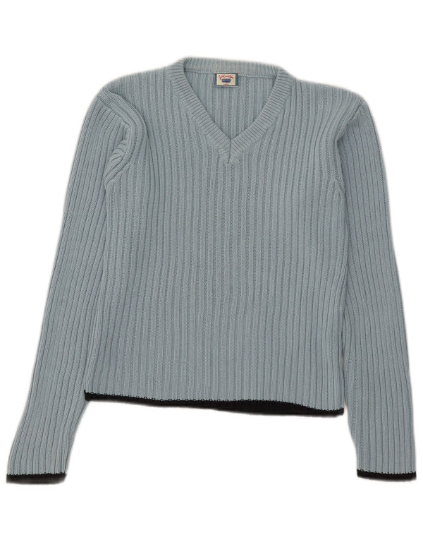 Rocky Womens Crop V-hals sweater UK 14 Stor blå bomuld