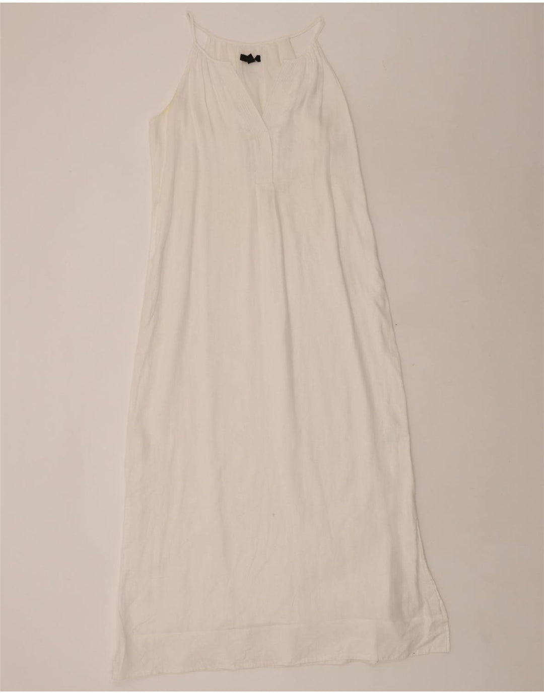 J. CREW Dame ærmeløs Maxikjole UK 10 Small White Linen
