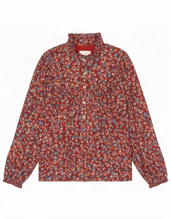 Anthropologie Dame Pullover Shirt UK 12 Medium Red Floral Viscose