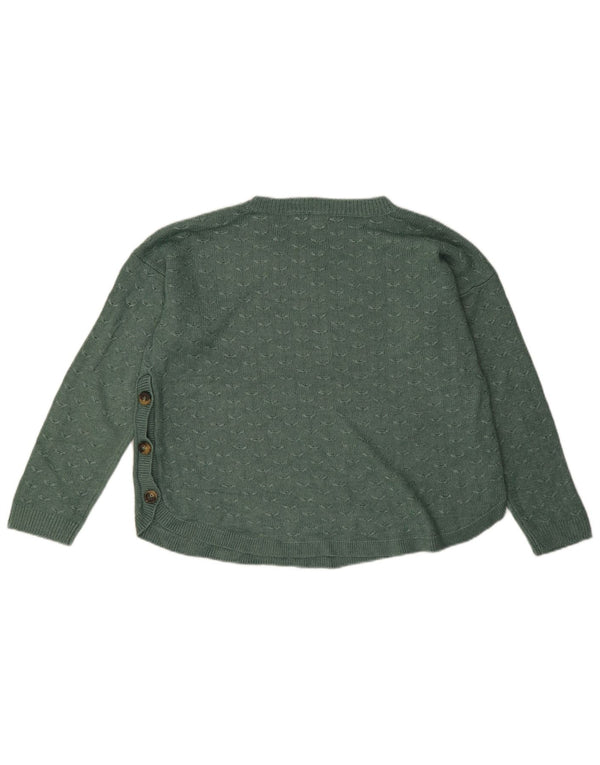 Fat Face Dame Boat Neck Jumper Sweater UK 14 Large Green Viscose
