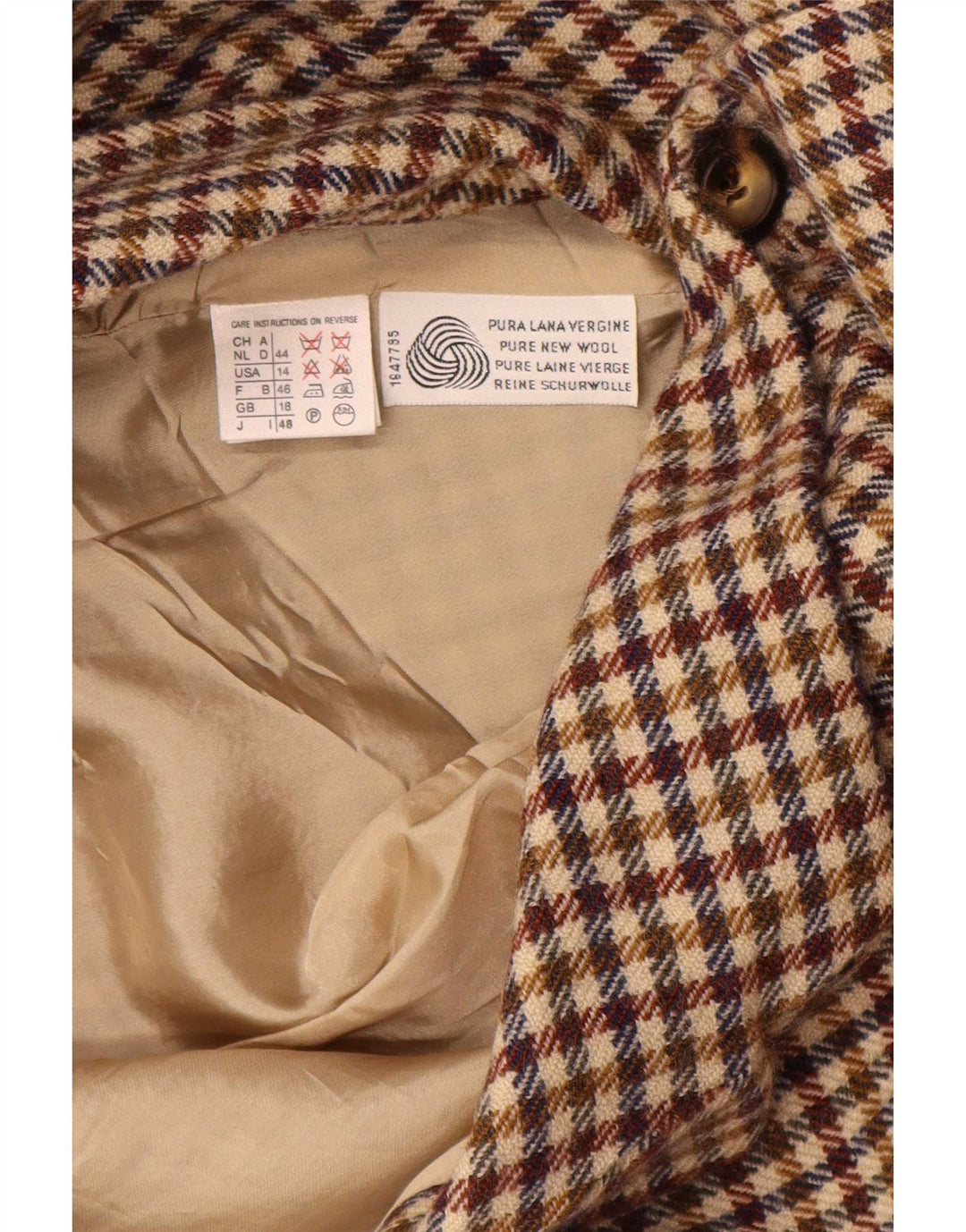 Marella Dame 3-knaps blazerjakke UK 18 XL Brun Houndstooth New Wool