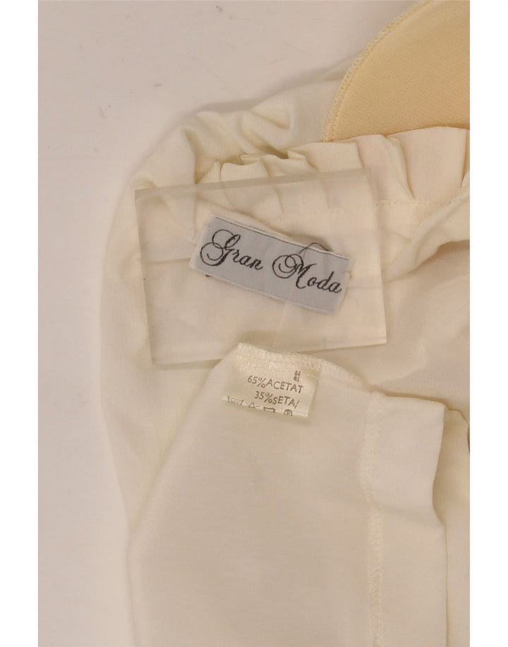 Vintage Womens Crop kortærmet skjortebluse IT 44 Medium Off White