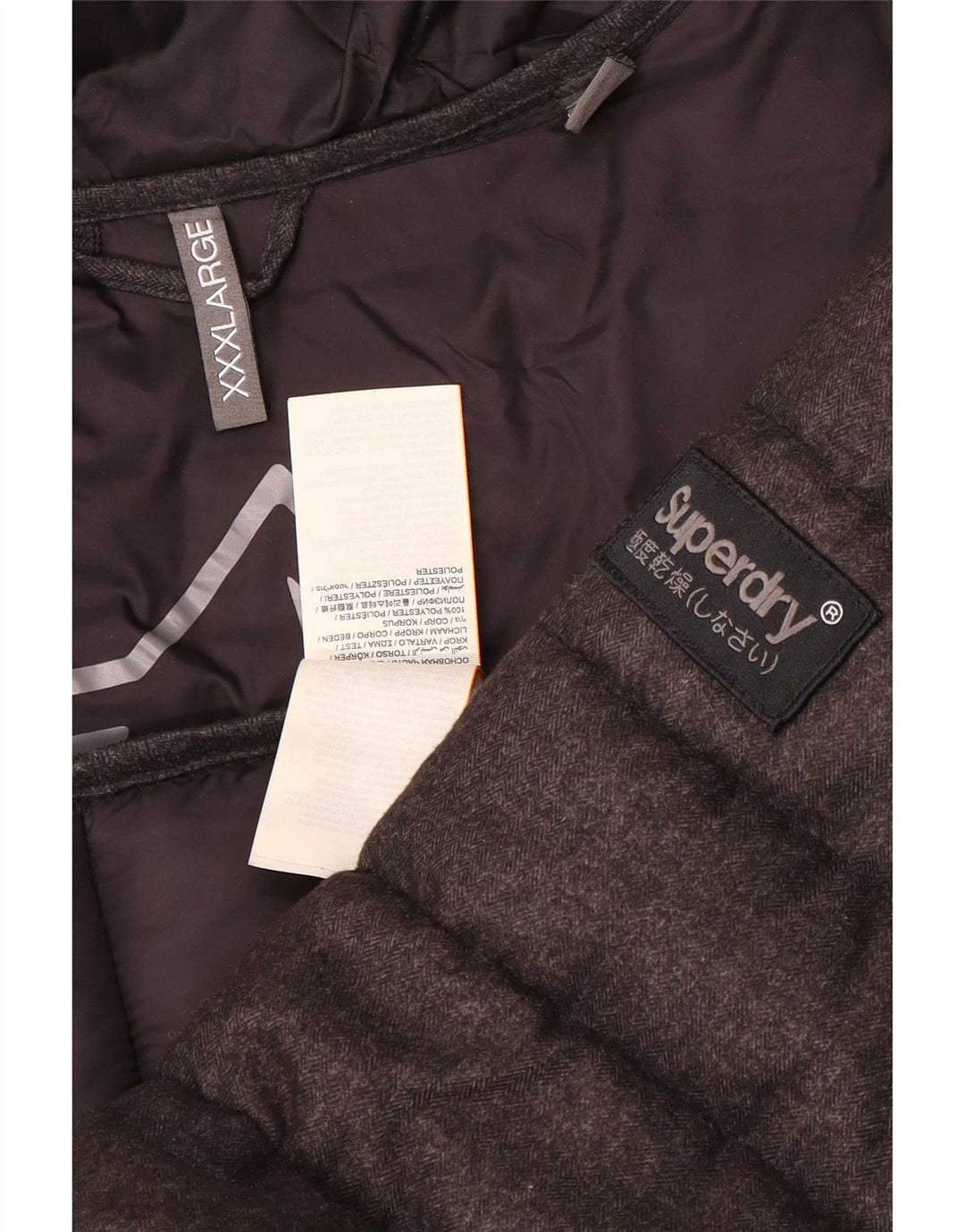 Superdry Polstret hættejakke til mænd UK 46 3XL Grå Polyester