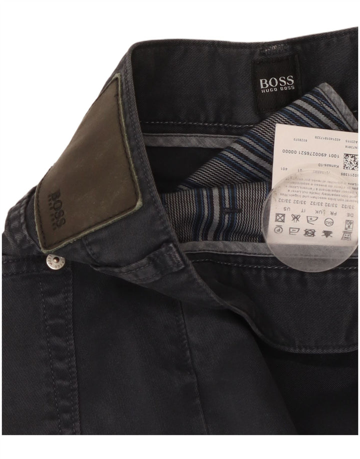 Hugo Boss Straight Casual bukser til mænd W33 L32 Marineblå bomuld