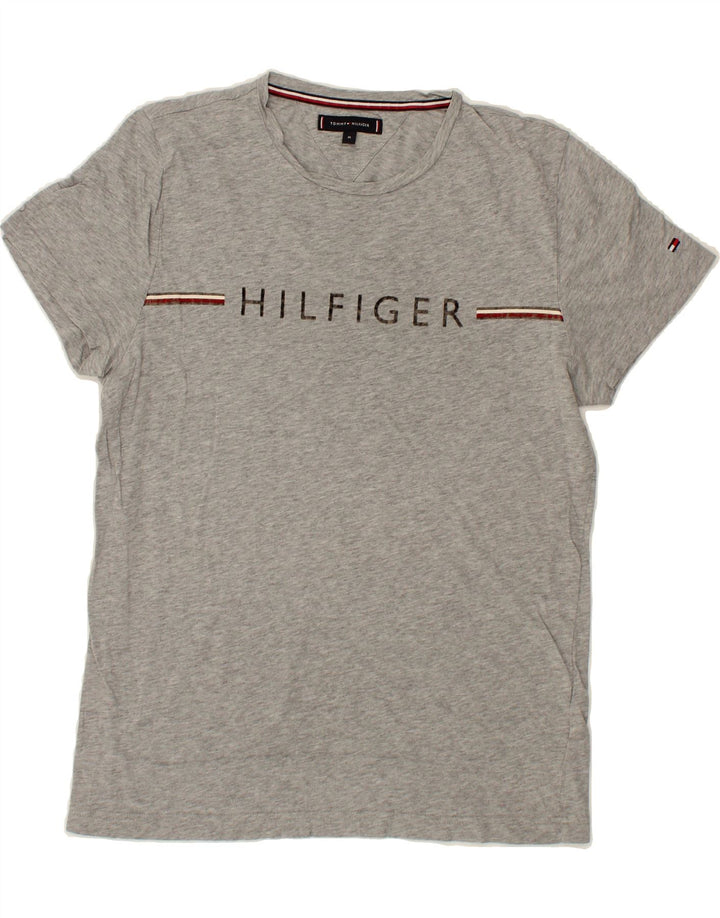 TOMMY HILFIGER Mens Graphic T-Shirt Top Medium Grey Cotton Vintage Tommy Hilfiger and Second-Hand Tommy Hilfiger from Messina Hembry 