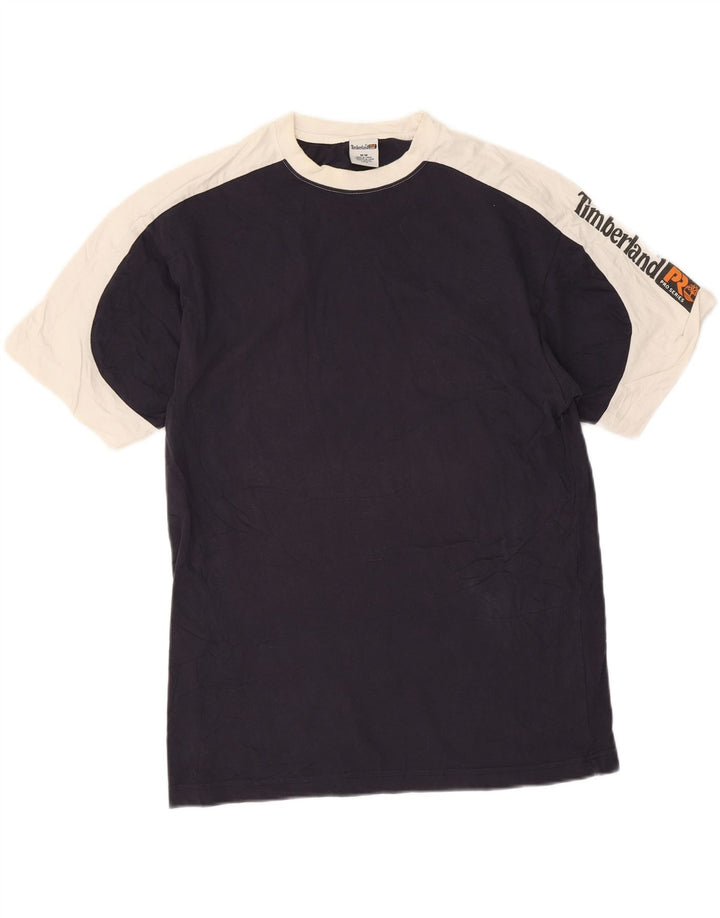 Timberland Herre grafisk T-shirt Top Medium Marineblå Colourblock Crosta