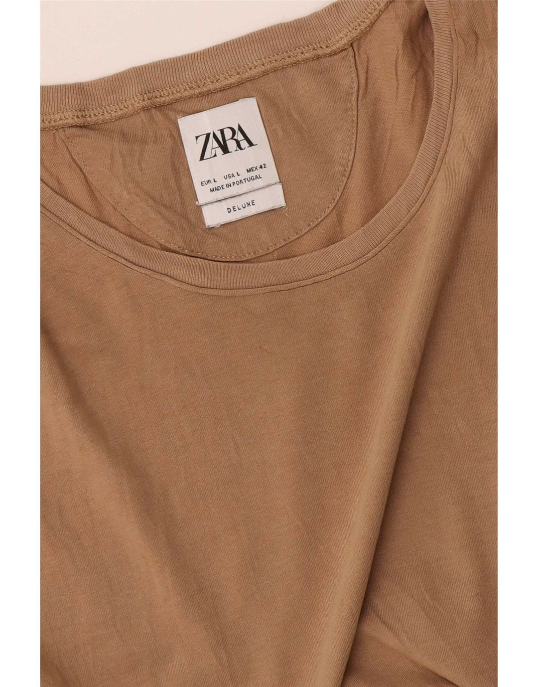 Zara Herre T-Shirt Top Stor Beige
