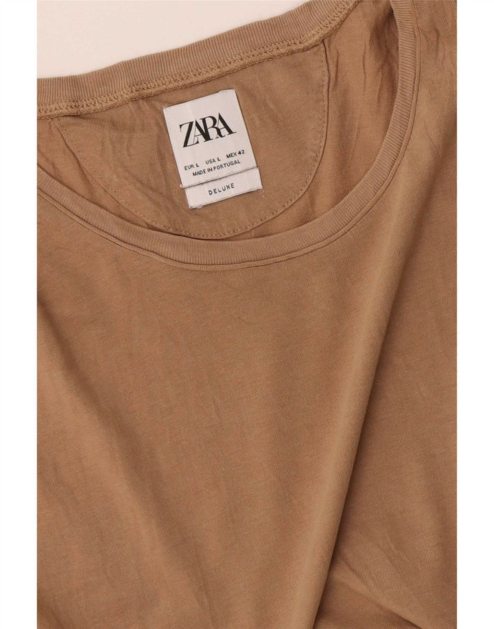 Zara Herre T-Shirt Top Stor Beige