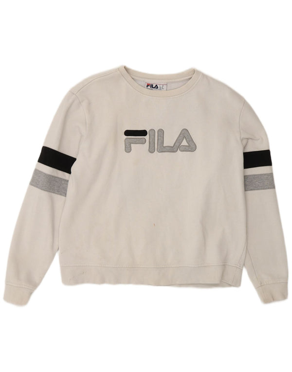 Fila Herre grafisk sweatshirt Jumper Medium Hvid Colourblock Bomuld