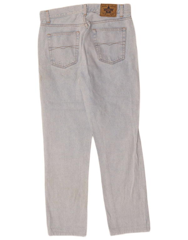 VINTAGE Dame Højtaljede Lige Jeans W31 L30 Blå Bomuld