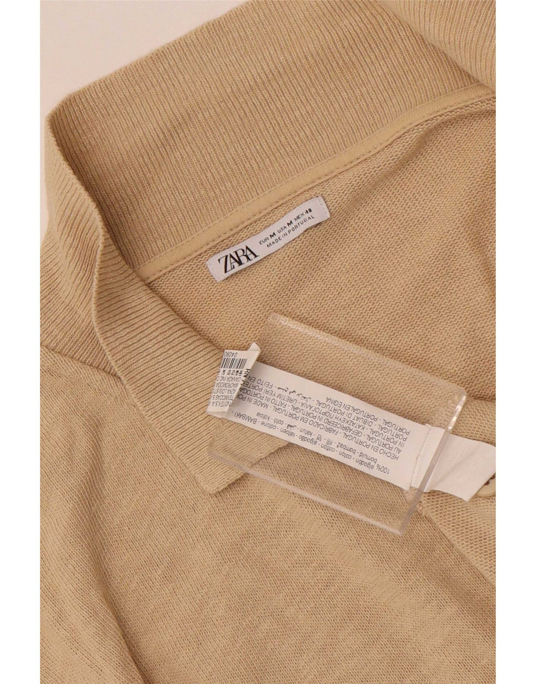 Zara Kortærmet Herreskjorte Medium Beige Flecked Bomuld