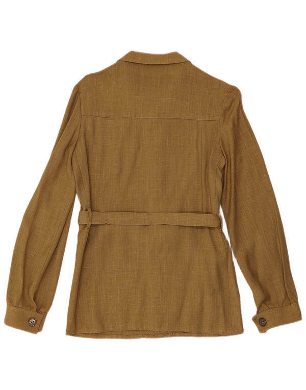 Vintage Dame Overshirt Skjorte IT 42 Medium Khaki Viscose Classic