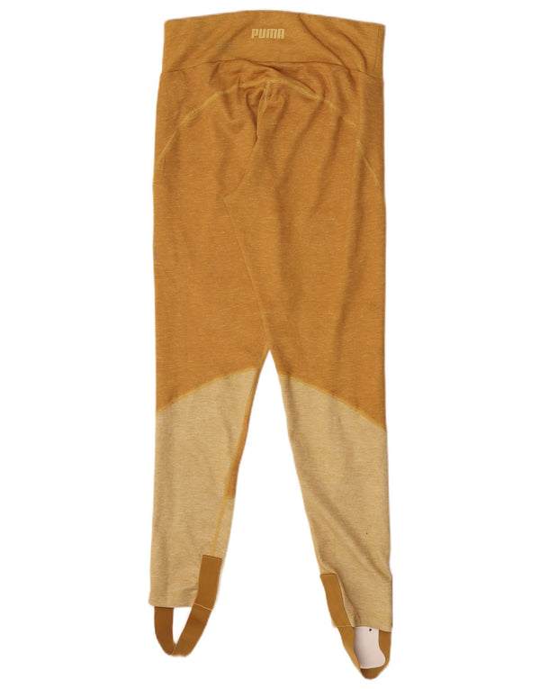 Puma Dame Stigbøjle Leggings UK 14 Large Yellow Colourblock Polyester