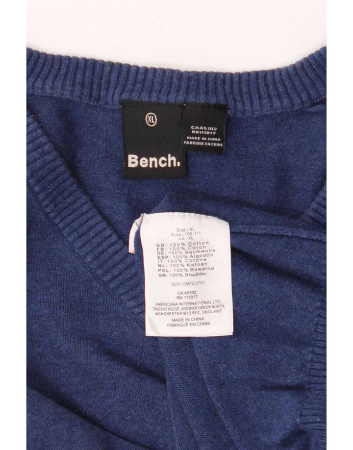 Bænk Herre V-hals sweater XL Blå Bomuld