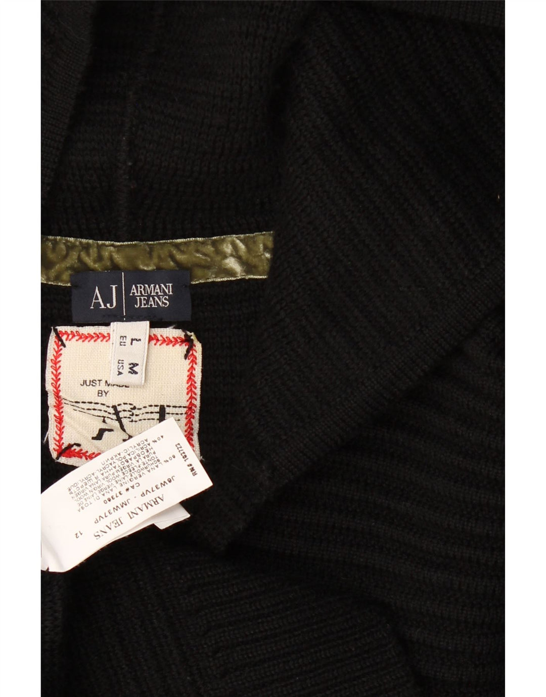 Armani Jeans Dame Hættetrøje UK 14 Medium Sort Uld