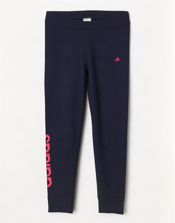 Adidas Womens Climalite Graphic Leggings UK 16/18 Large Navy Blue Cotton