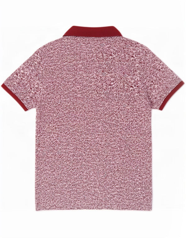 Pierre Cardin Herre abstrakt mønster Slim Fit Polo Shirt Large Burgundy