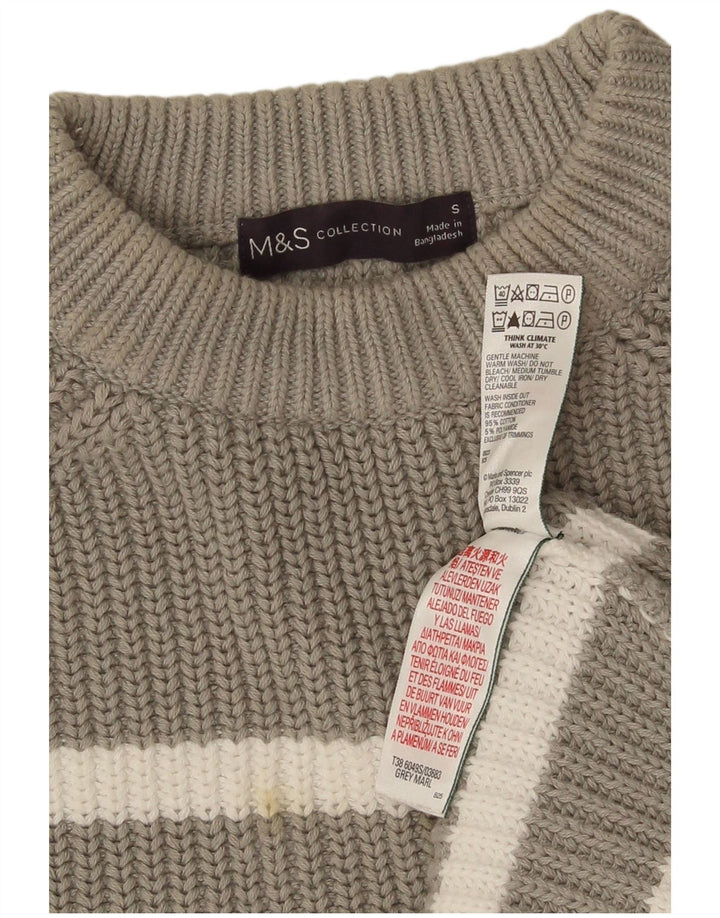 Marks & Spencer Dame sweater med rund hals DK 10 Små grå stribet