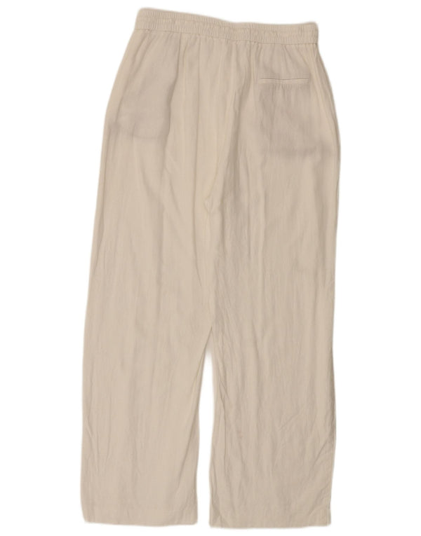 Zara Kvinders Wide Leg Casual Bukser Large W30 L28 White Viscose