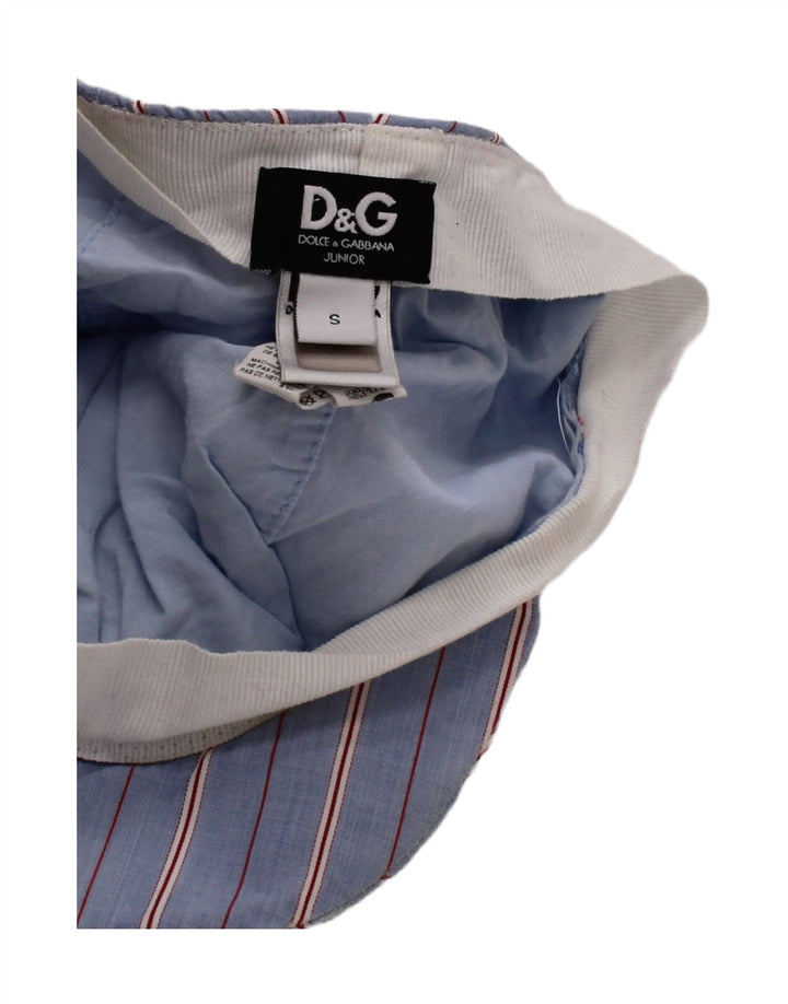 DOLCE & GABBANA Boys Junior Flat Cap Small Blue Striped Cotton Classic