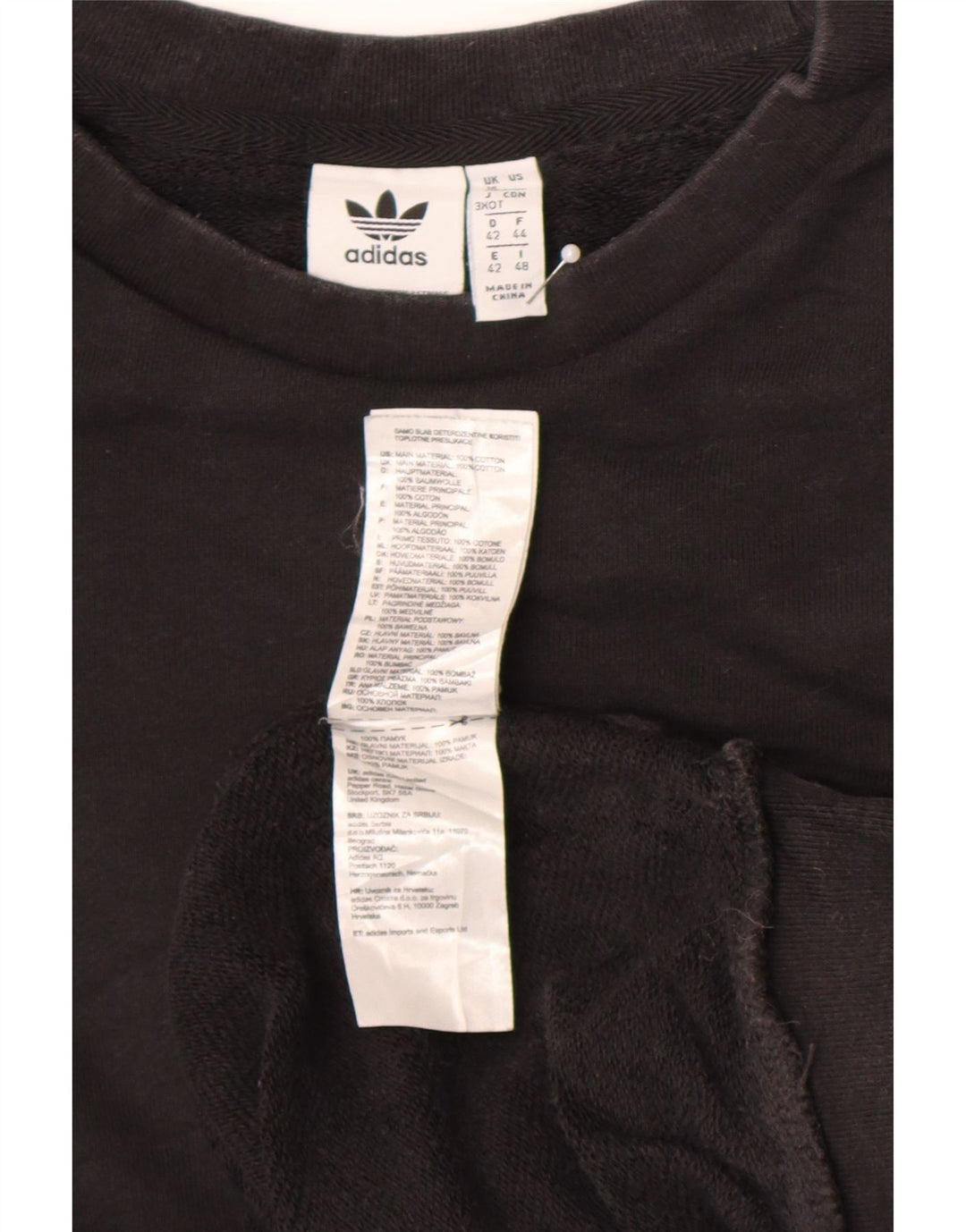 Adidas Womens Crop Graphic Oversized Sweatshirt Jumper UK 16 Large Black
