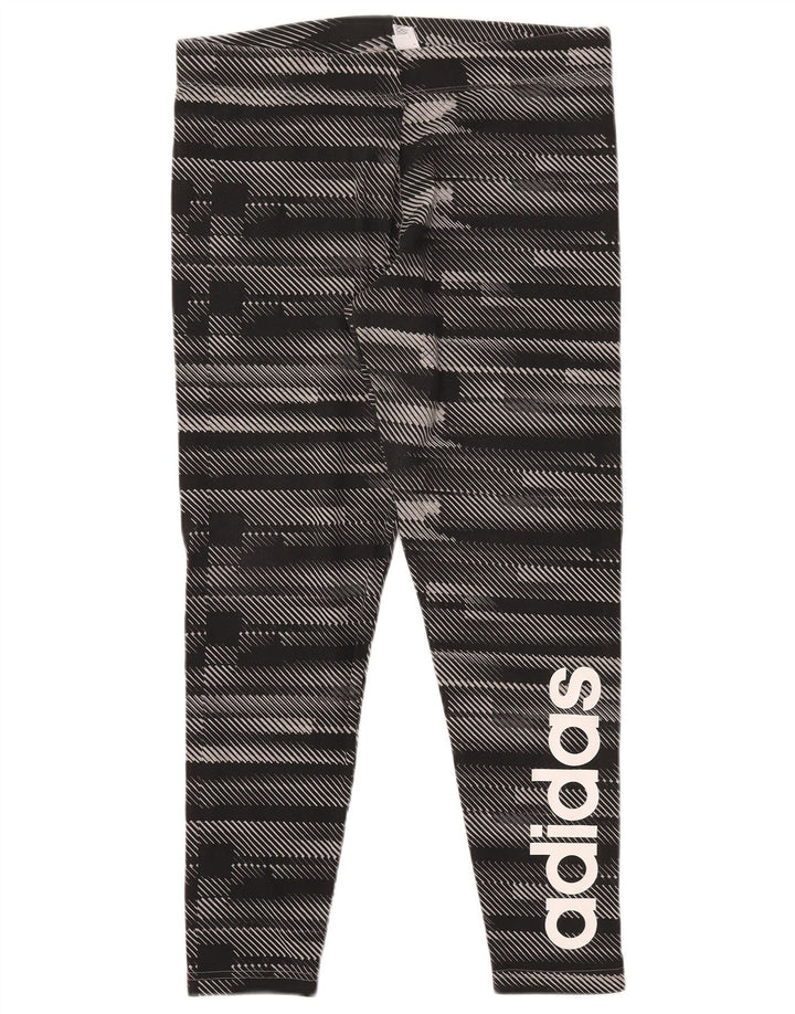 ADIDAS Grafiske Leggings til kvinder UK 16/18 Stor sortstribet bomuld