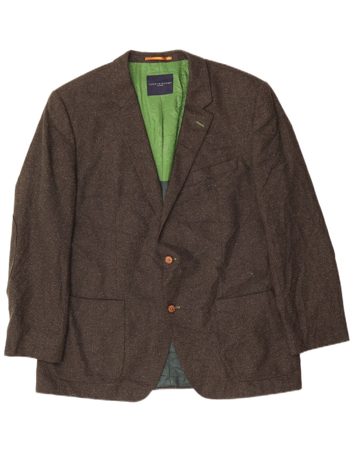 Tommy Hilfiger Herre skræddersyet 2-knaps blazerjakke EU 56 3XL Khaki Flecked