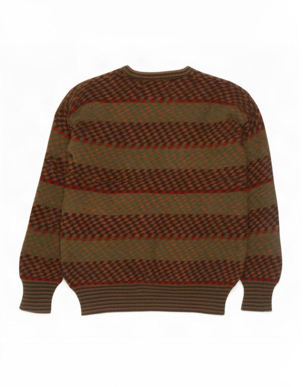 Vintage Herre V-hals sweater IT 50 Medium Khaki stribet