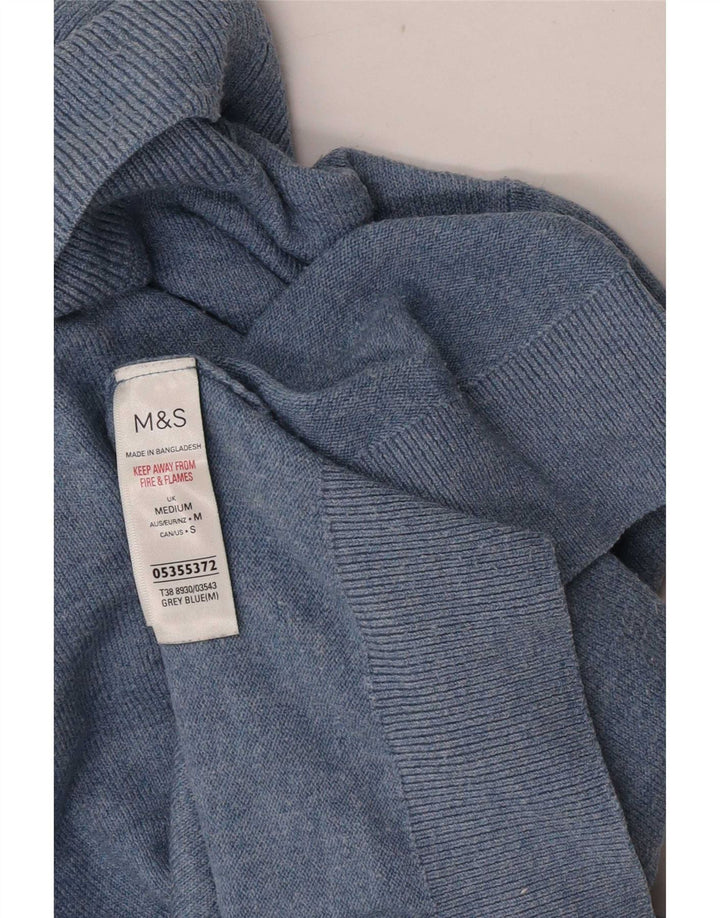 Marks & Spencer Dame Rullehals Sweater UK 14 Medium Blue Polyester