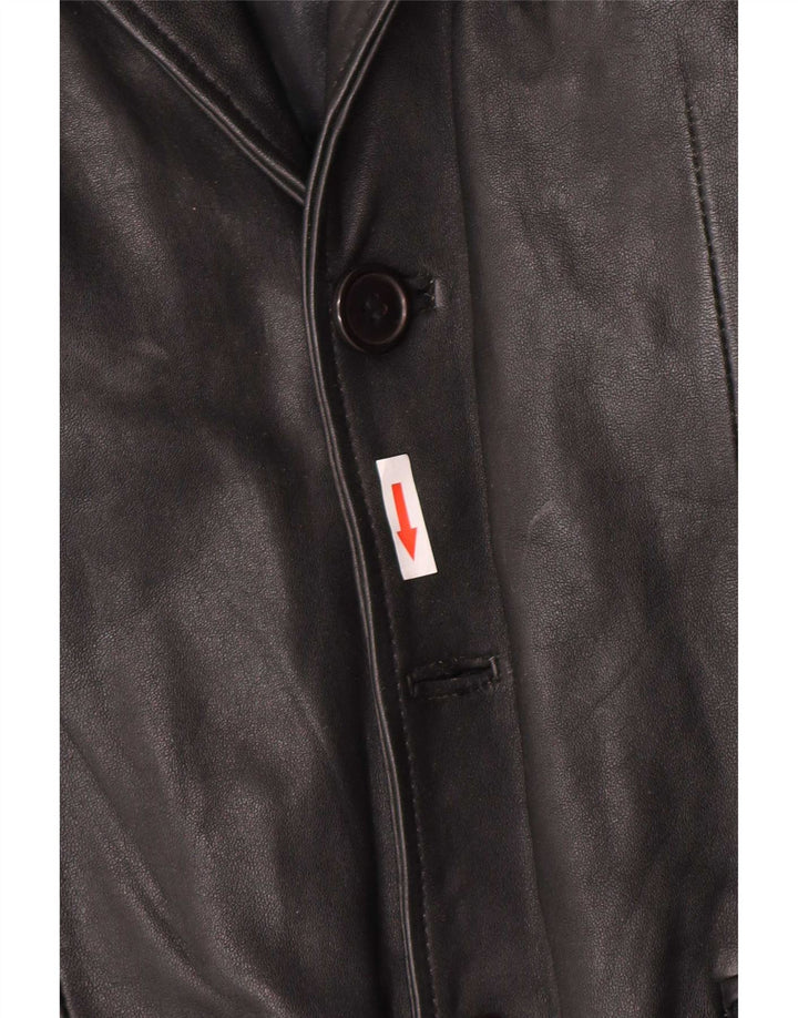 Vintage herre 3-knaps læder blazerjakke UK 38 Medium Sort