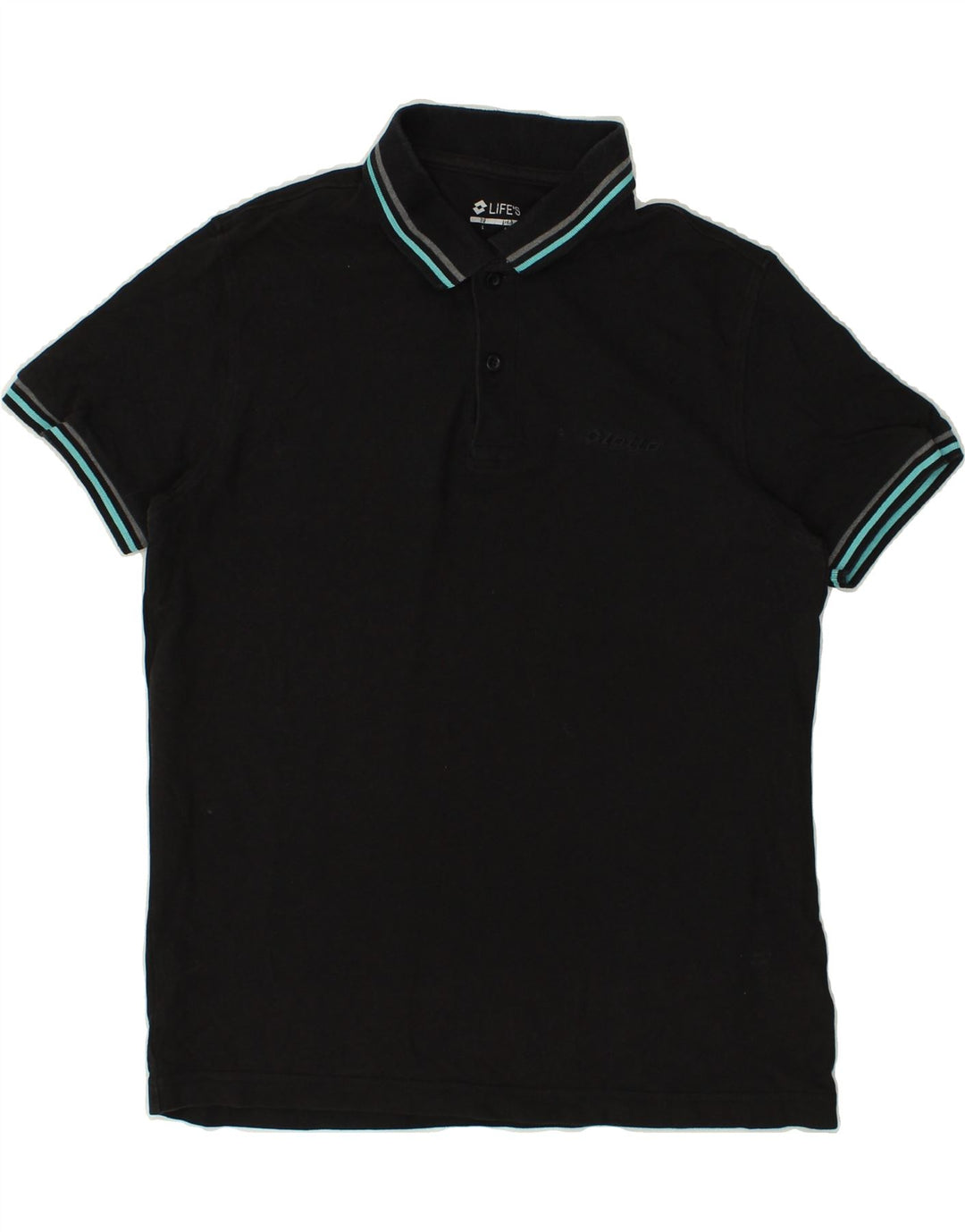 LOTTO Mens Polo Shirt Large Black Cotton | Vintage Lotto | Thrift | Second-Hand Lotto | Used Clothing | Messina Hembry 
