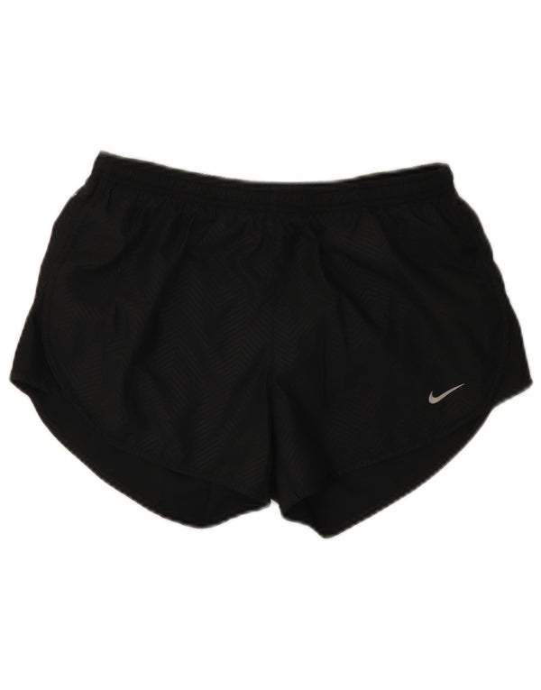 Nike Dame Dri Fit Sport Shorts UK 10 Small Black Chevron Polyester