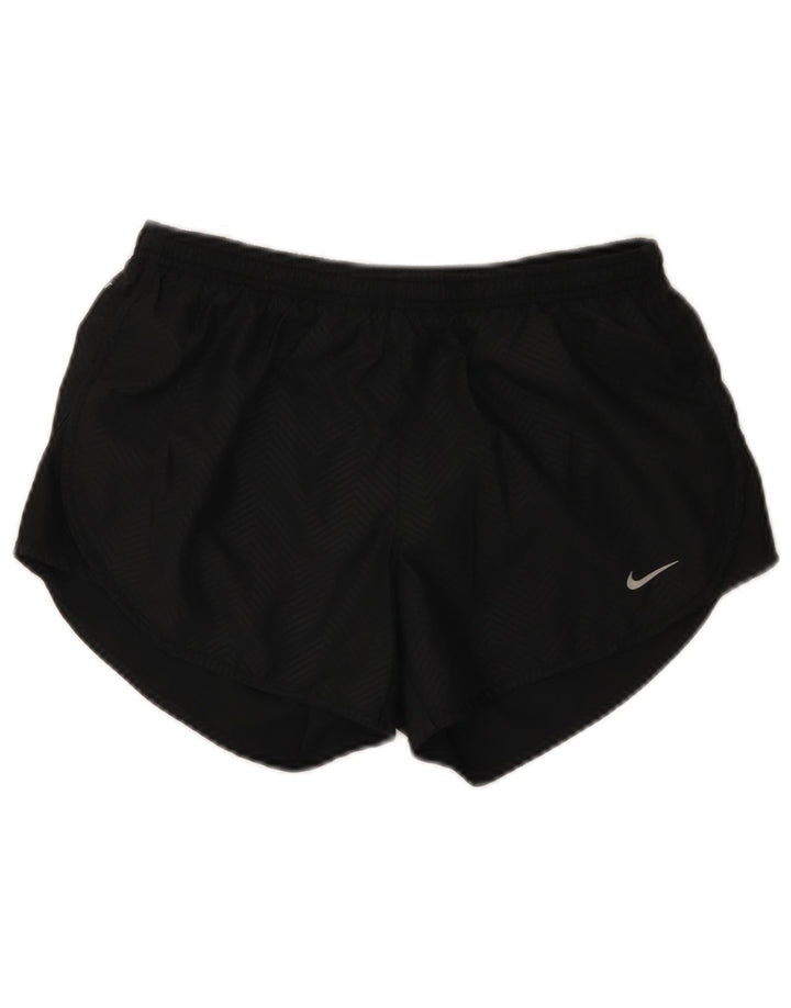 Nike Dame Dri Fit Sport Shorts UK 10 Small Black Chevron Polyester