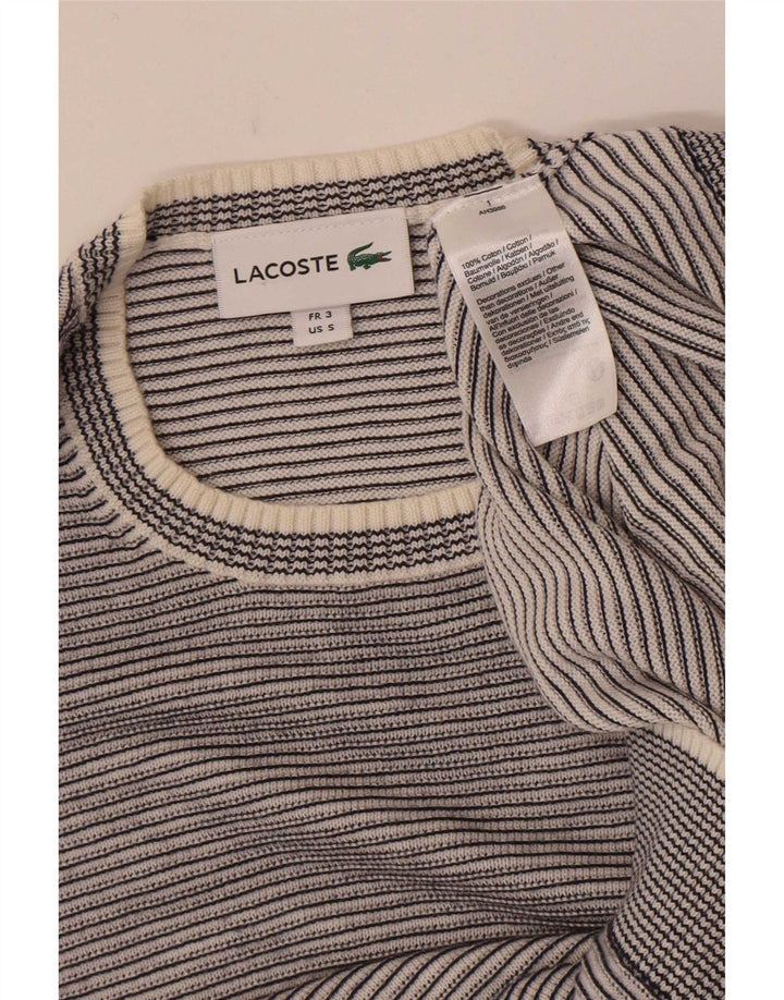 Lacoste Herre Crew Neck Jumper Sweater størrelse 3 Lille grå stribet bomuld