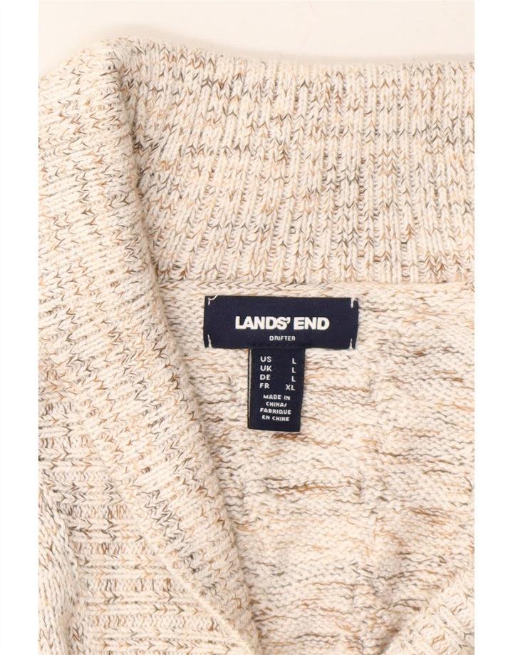 LANDS END Womens Oversized Cardigan Sweater UK 16 Large Off White Flecked Vintage Lands End and Second-Hand Lands End from Messina Hembry 
